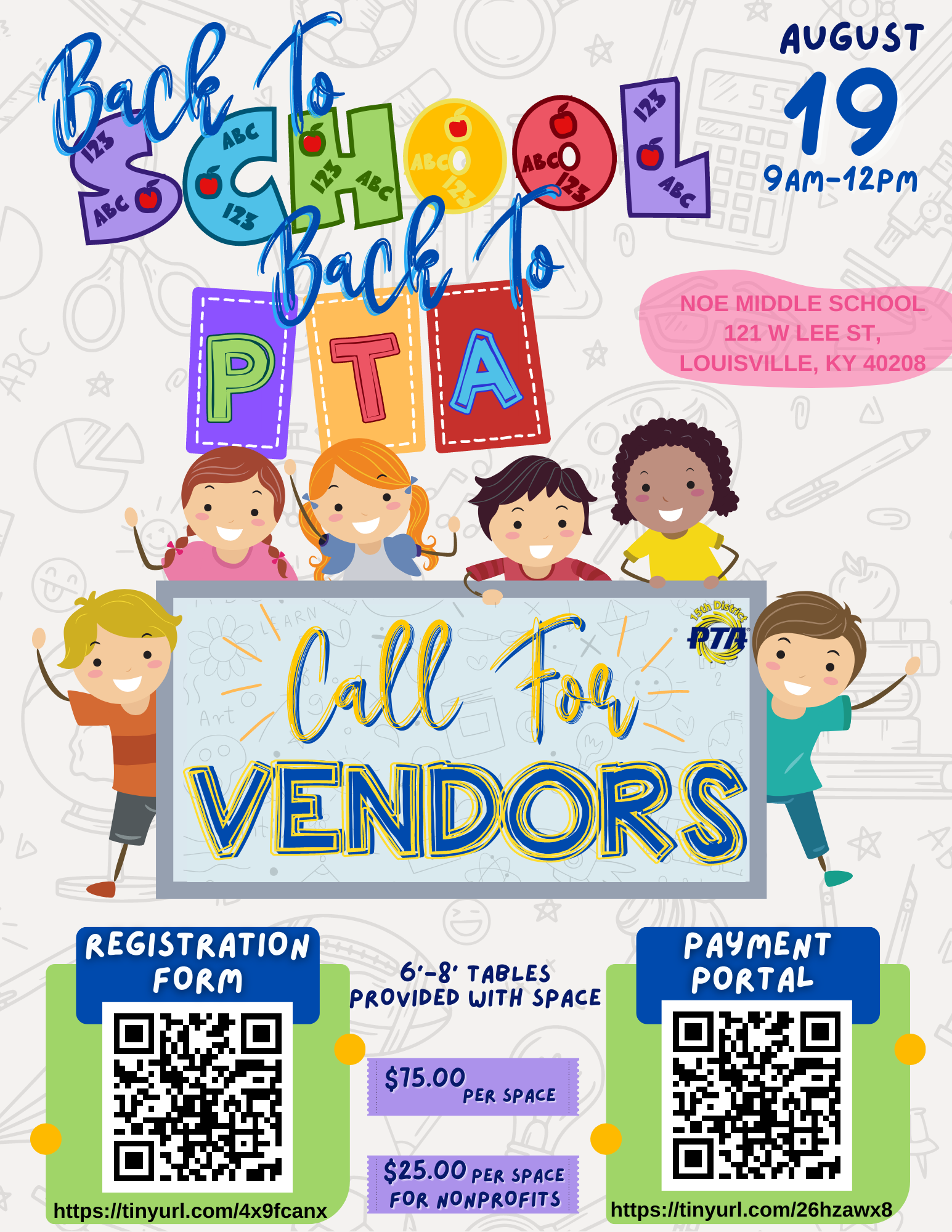 Call for Vendors at Back to School / Back to PTA