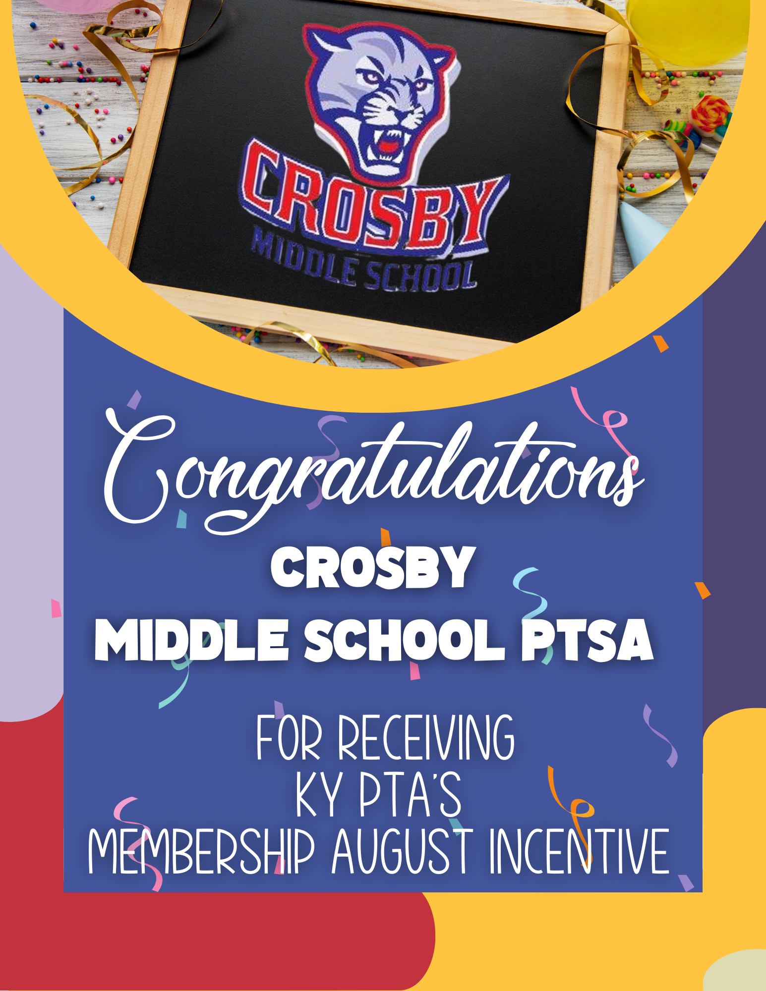 Crosby PTSA wins KY PTA August Membership Incentive