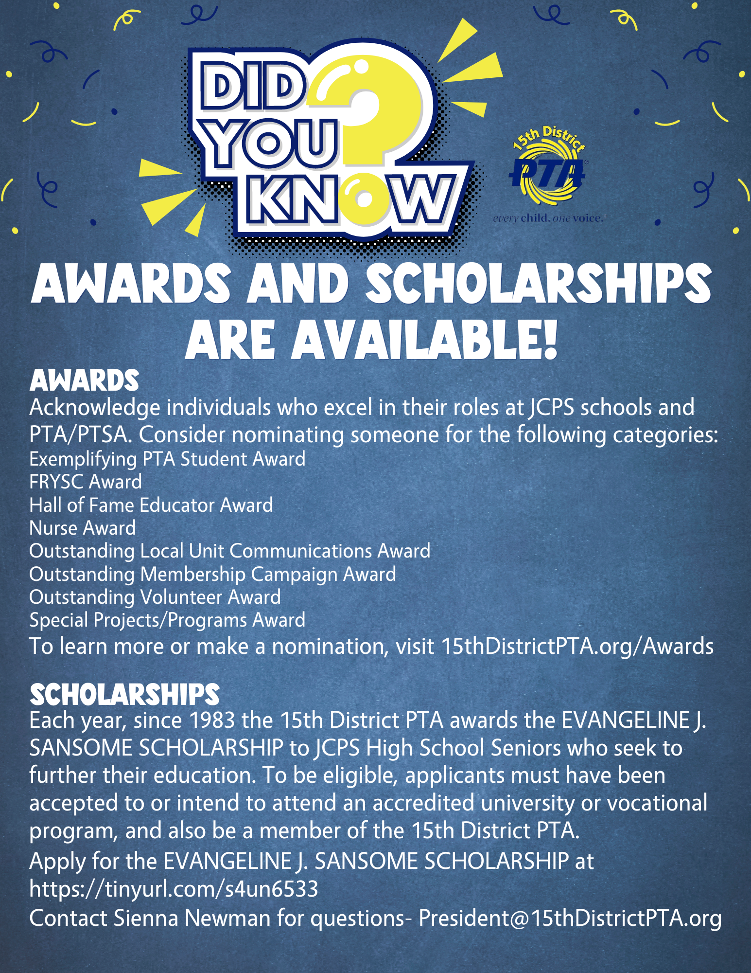 Reminder: District Awards and Scholarships Available