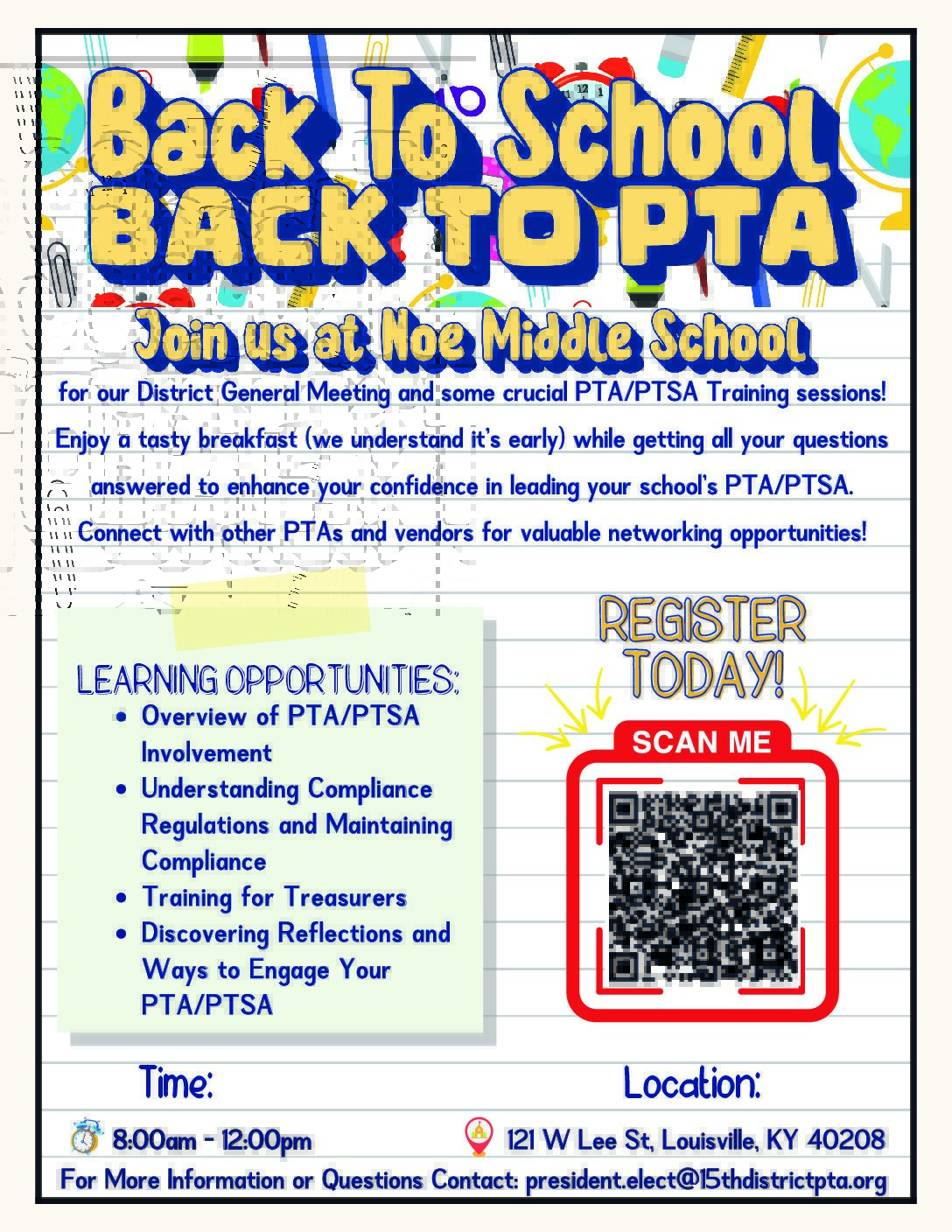 Back to School / Back to PTA Training Aug 17